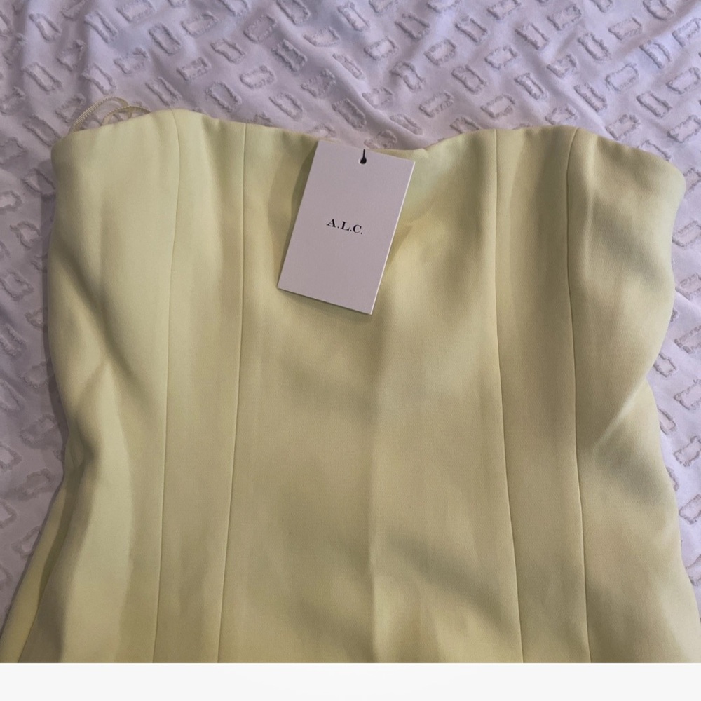A.L.C. Elizabeth Cady Strapless Sheath Midi Dress Butter Yellow 4 NWT - Picture 3 of 5